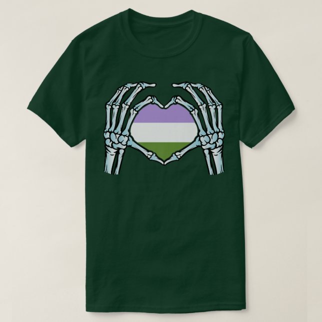Genderqueer Gay Skeleton Nonbinary Gender  T-Shirt (Design Front)