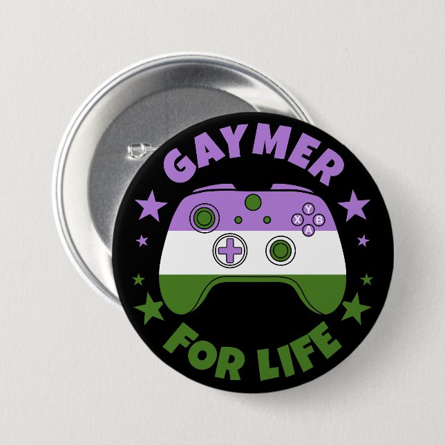 Genderqueer Gaymer For Life Video Game Controller Button (Front & Back)