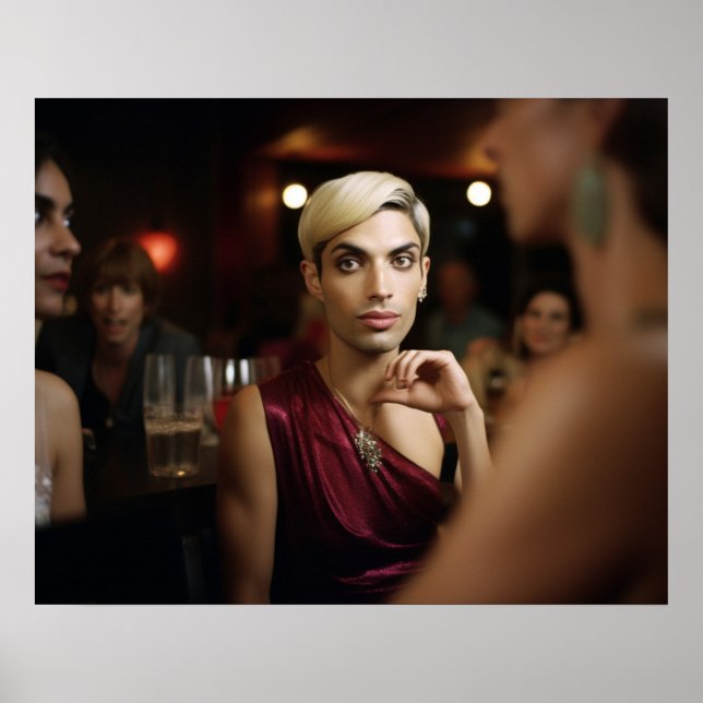 Genderqueer man at a bar poster (Front)