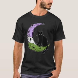 Genderqueer Moon Space Cat Pride Flag Lgbt Subtle  T-Shirt