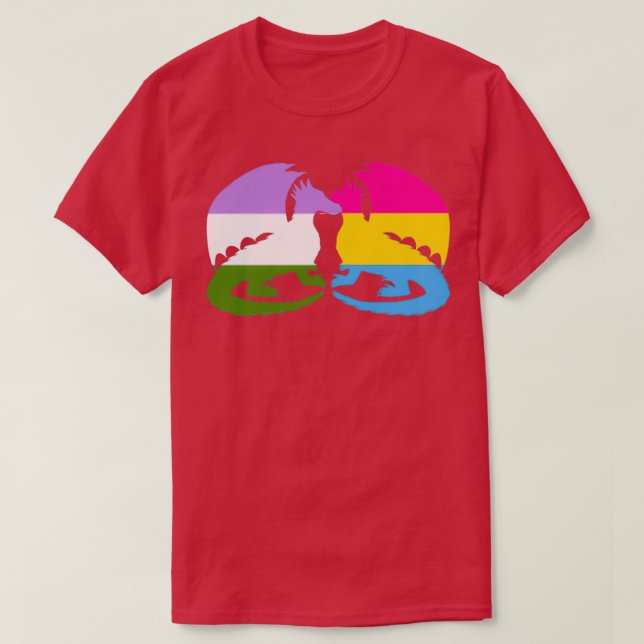 Genderqueer Pansexual Pride Dragons T-Shirt (Design Front)