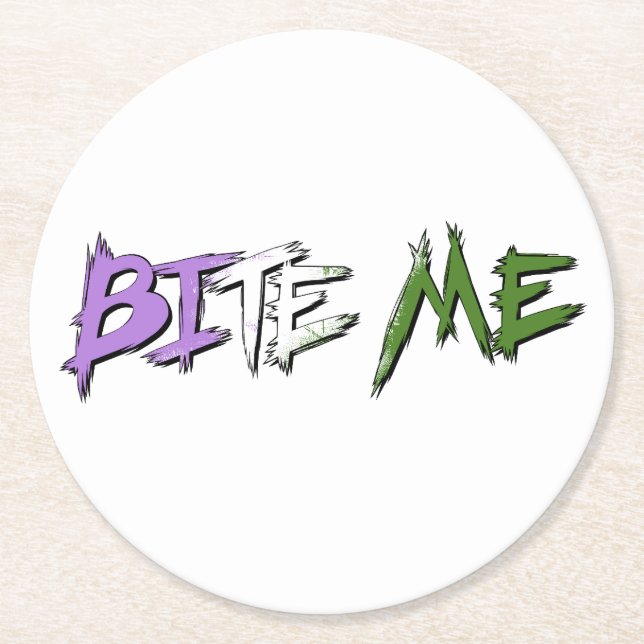 Genderqueer Pride Bite Me Round Paper Coaster (Front)