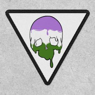 Genderqueer Pride Dripping Skull Patch