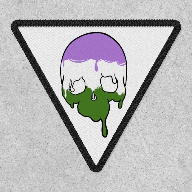 Genderqueer Pride Dripping Skull  Patch (Front)