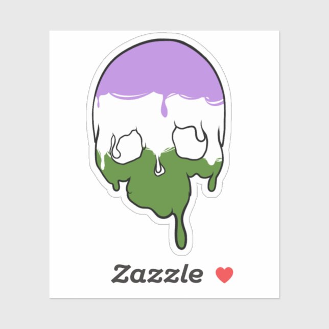 Genderqueer Pride Dripping Skull Sticker (Sheet)