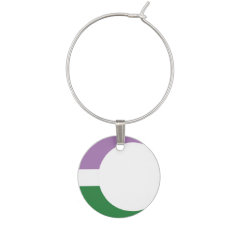Genderqueer Pride Flag Crescent Moon Wine Charm 