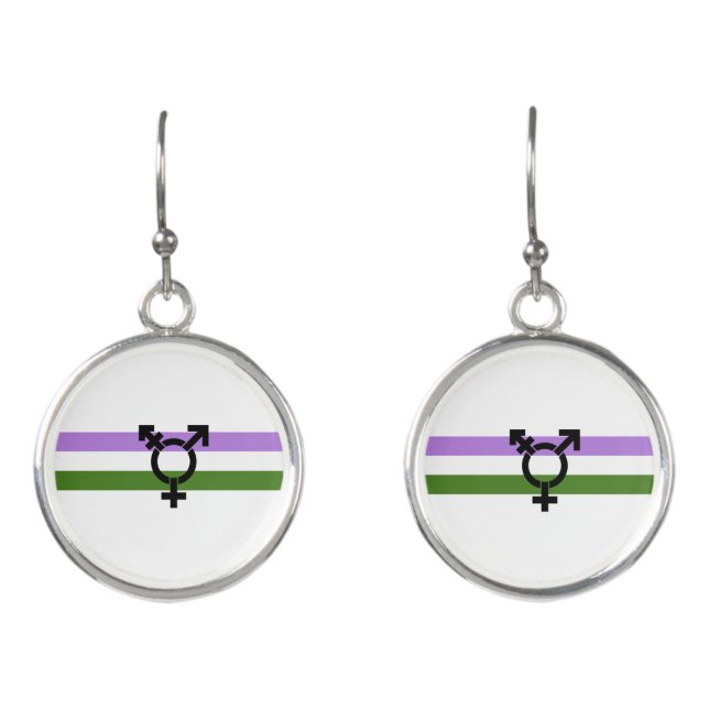 Genderqueer Pride Flag Earrings (Front)