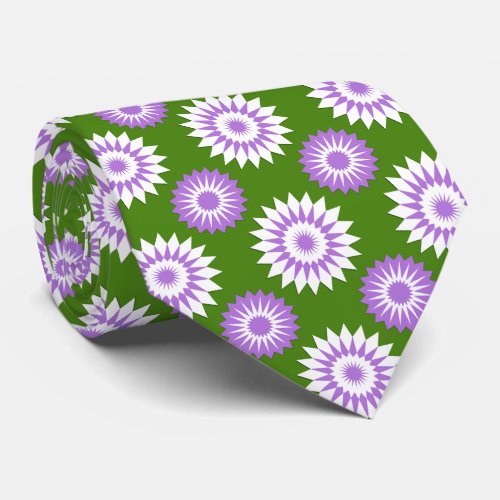 Genderqueer pride flag  green flower pattern neck tie