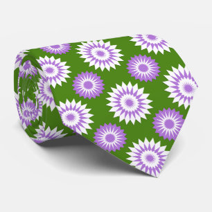 Genderqueer pride flag / green flower pattern neck tie