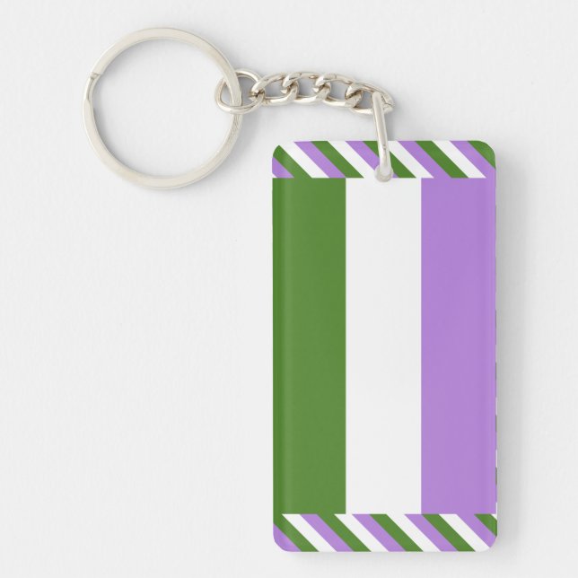 Genderqueer Pride Flag Keychain (Front)