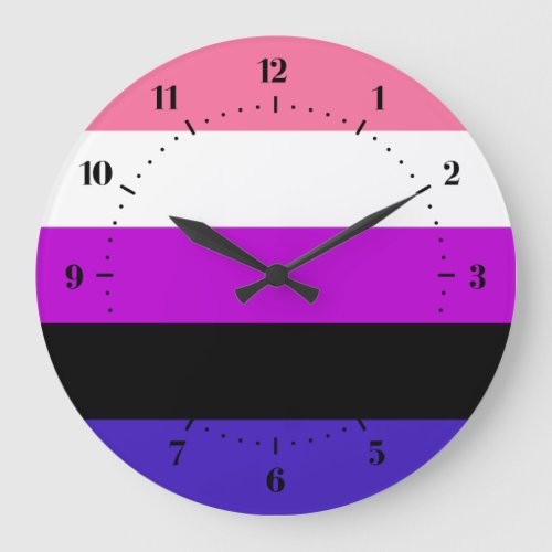 Genderqueer Pride flag Large Clock