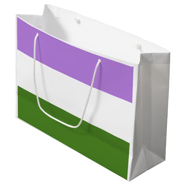 Genderqueer Pride Flag Large Gift Bag (Front Angled)