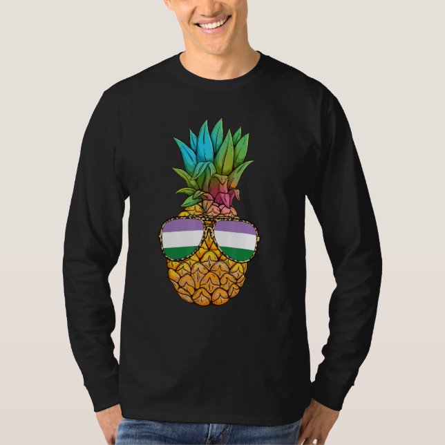 Genderqueer Pride Flag  Pineapple Genderqueer T-Shirt (Front)