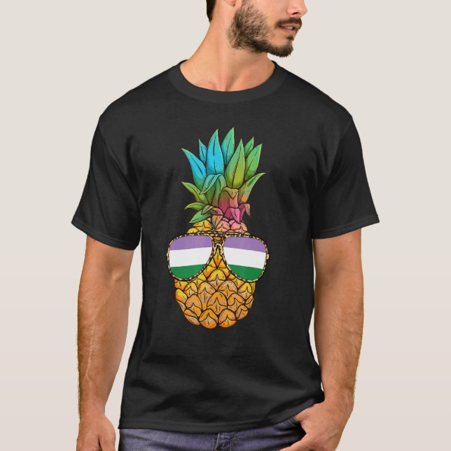 Genderqueer Pride Flag  Pineapple Genderqueer T-Shirt (Front)