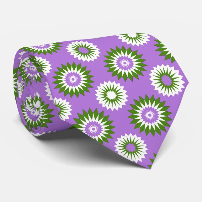 Genderqueer pride flag / purple flower pattern neck tie (Rolled)