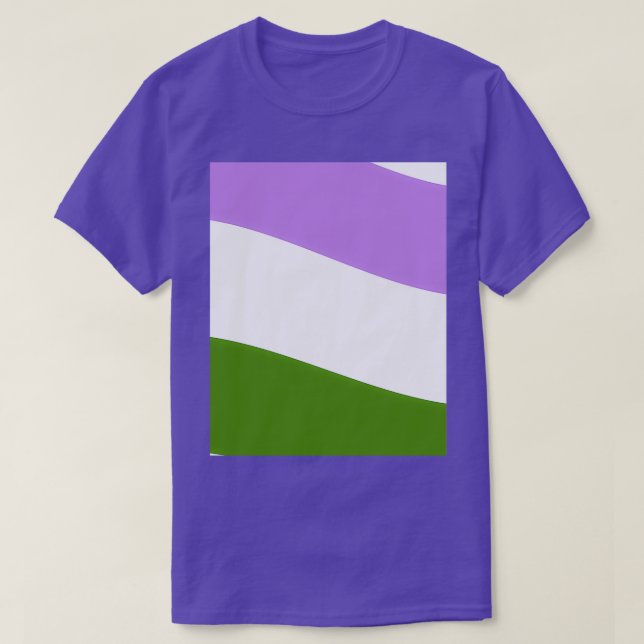 Genderqueer Pride Flag Waving Color Scheme Graphic T-Shirt (Design Front)