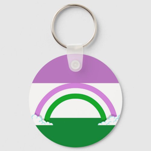 genderqueer pride flag with rainbow keychain