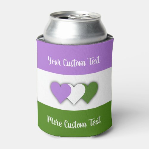 Genderqueer pride flag with text can cooler