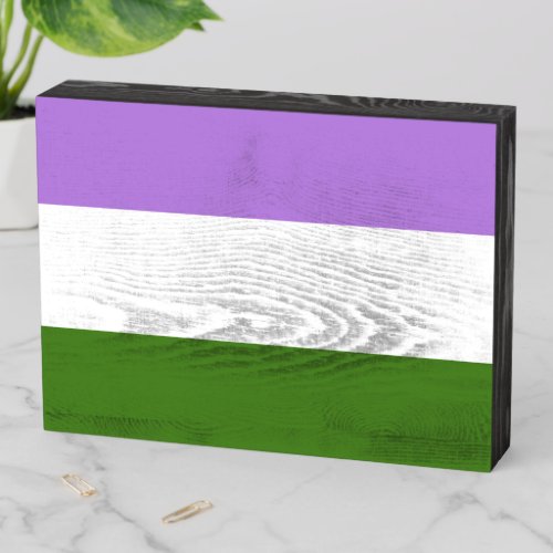 Genderqueer Pride Flag Wooden Box Sign