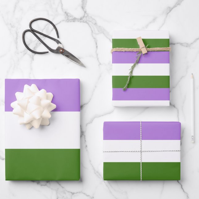 Genderqueer Pride Flag Wrapping Paper Sheets (Front)