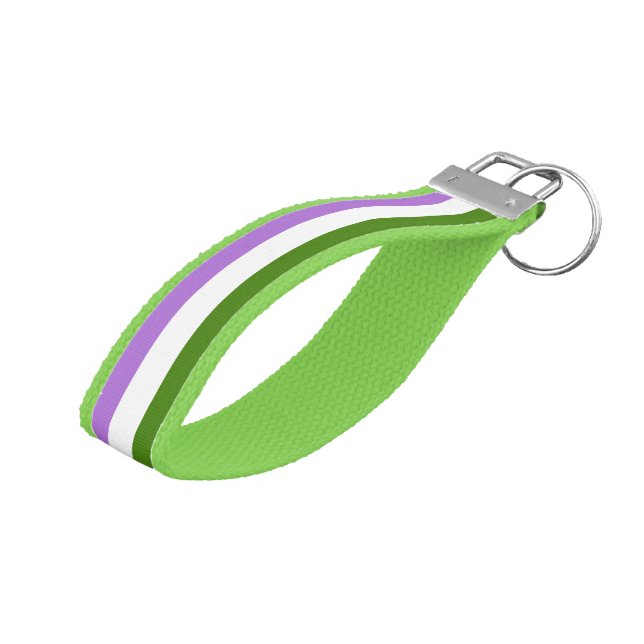 Genderqueer Pride flag Wrist Keychain (Angled Up)