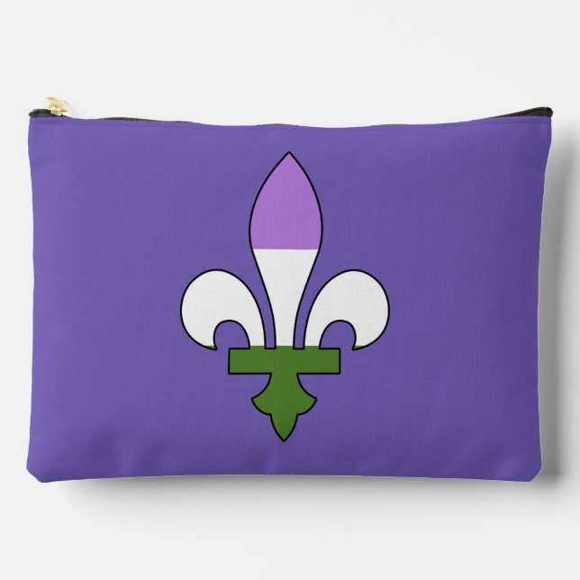 Genderqueer pride fleur-de-lis  accessory pouch (Front)
