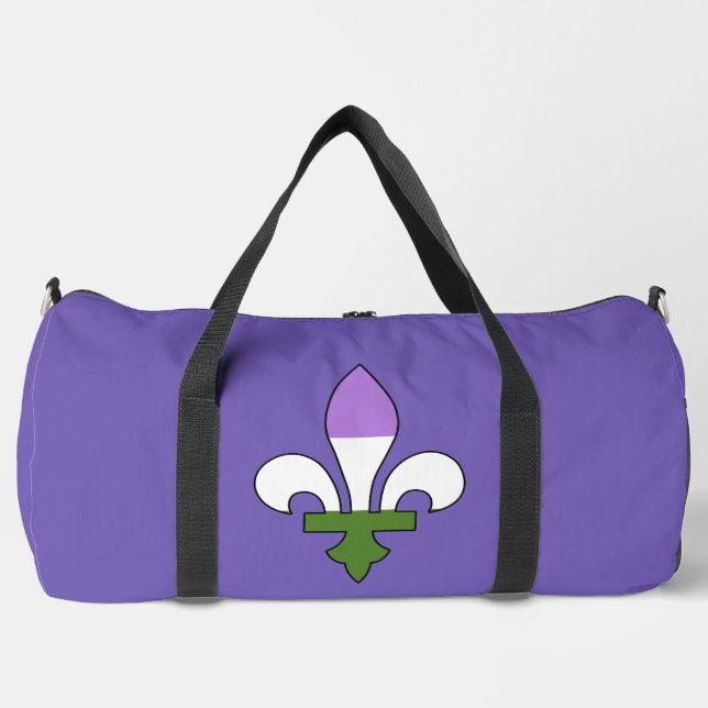 Genderqueer pride fleur-de-lis  duffle bag (Front)
