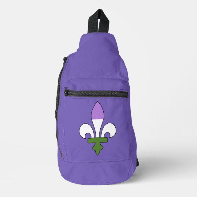 Genderqueer pride fleur-de-lis  sling bag (Front)