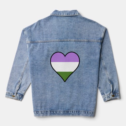 Genderqueer pride heart  denim jacket