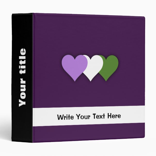 Genderqueer pride hearts 3 ring binder (Front/Spine)