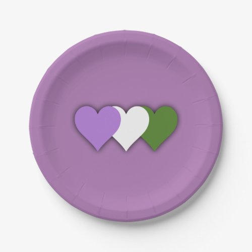 Genderqueer pride hearts  paper plate