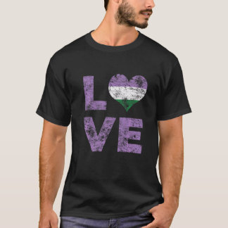 Genderqueer Pride Love Heart Vintage Flag T-Shirt