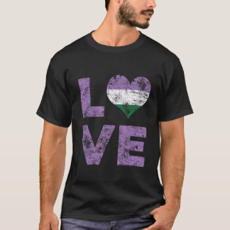 Genderqueer Pride Love Heart Vintage Flag T-Shirt
