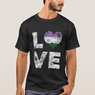 Genderqueer Pride Love Retro Heart Flag T-Shirt