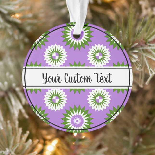 Genderqueer pride purple flower pattern ornament (Tree)