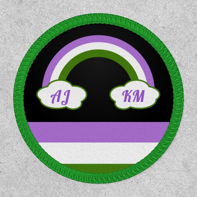 Genderqueer Pride rainbow with flag Patch (Front)
