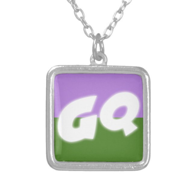Genderqueer Pride Silver Plated Necklace (Front)