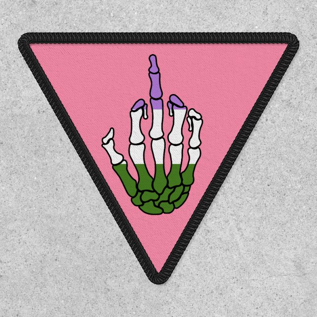 Genderqueer Pride Skeleton Hand Patch (Front)