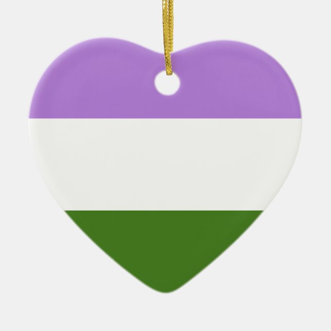 GENDERQUEER PRIDE STRIPES DESIGN CERAMIC ORNAMENT (Front)