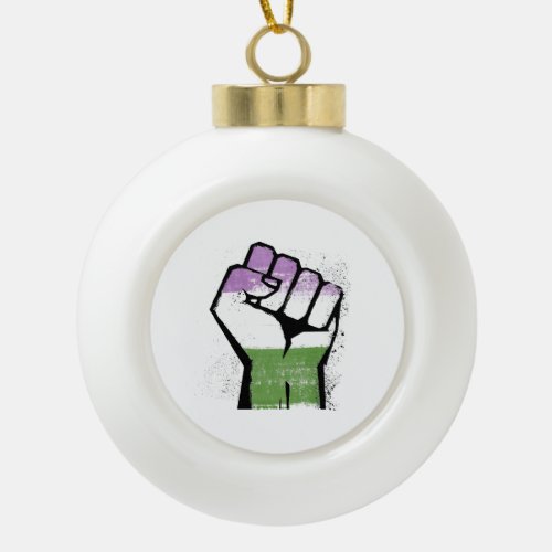 GENDERQUEER RESISTANCE CERAMIC BALL CHRISTMAS ORNAMENT