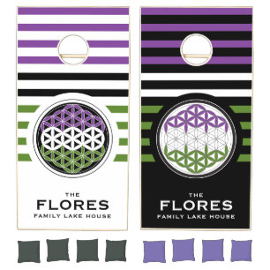 genderQueer sacred geometry family name cornhole Set