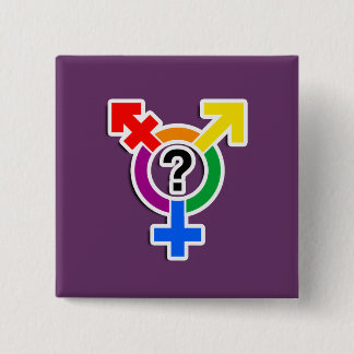 GENDERQUEER SYMBOL RAINBOW 3D BUTTON