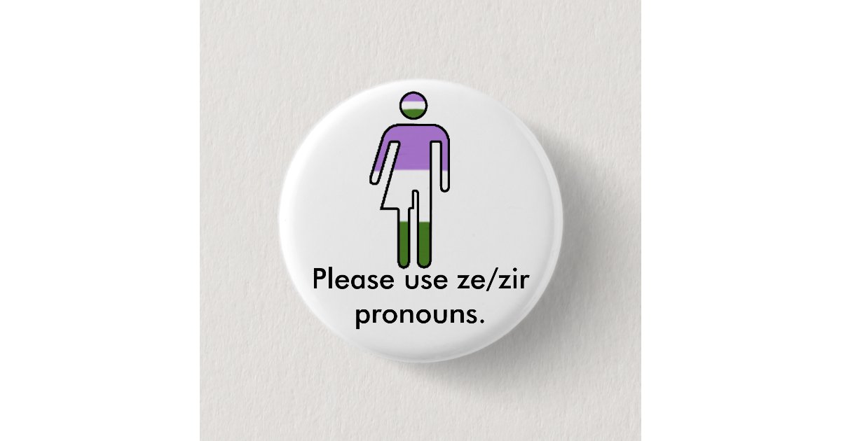 Genderqueer Ze/Zir Pronoun Buttons Zazzle