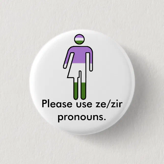 Genderqueer Ze/Zir Pronoun Buttons Zazzle