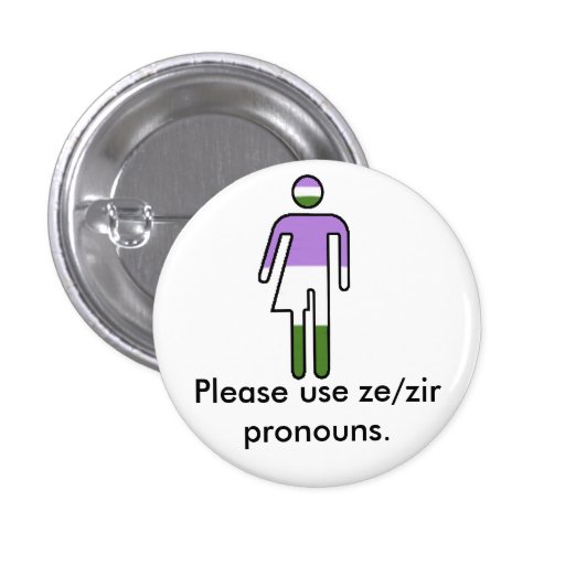 Genderqueer Ze/Zir Pronoun Buttons | Zazzle