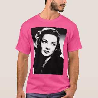 Gene Tierney Linocut In Black White T-Shirt
