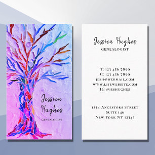 Genealogist Family History Family Tree Purple Business Card