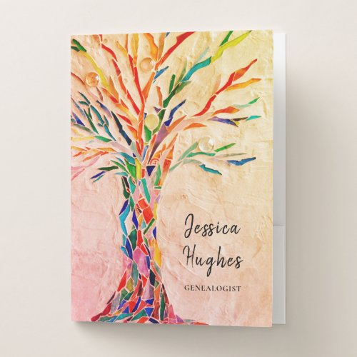 Genealogist Family Tree Coral Beige Pocket Folder