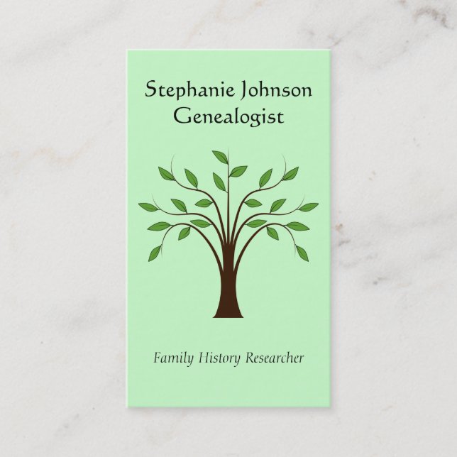 Genealogist Genealogy Tree Custom Business Card 1 (Front)