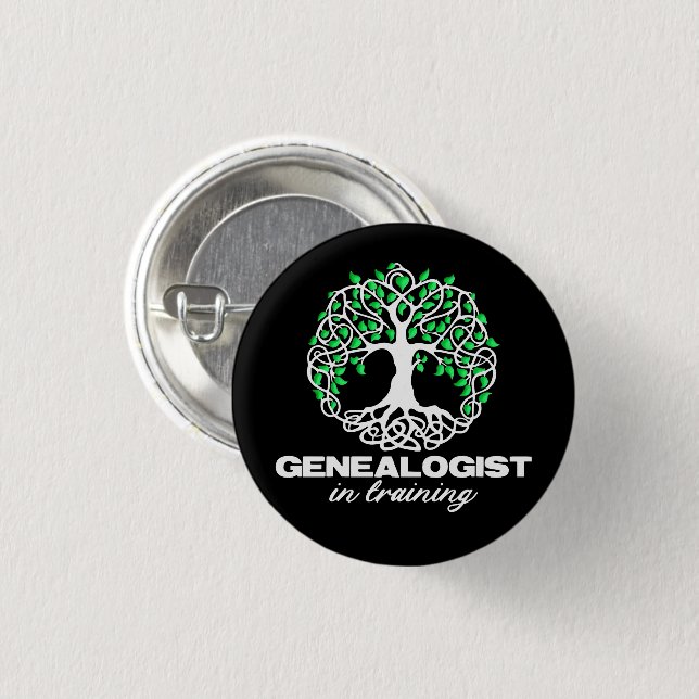 Genealogist In Training Funny Genealogy Tree Gifts Button (Front & Back)